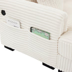 Canapé réversible 2 places en L en velours côtelé avec chargement USB-C et poche de rangement pour le salon