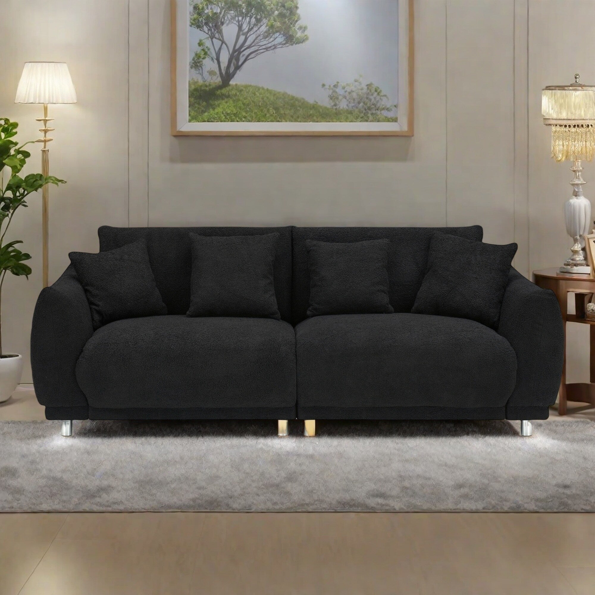 Canapé 3 places en tissu 86,6 avec housses amovibles antitaches et mousse de densité moyenne