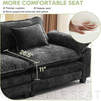 Canapé sectionnel Cloud 86 - Canapé en chenille en forme de L avec pouf et coussins, siège profond (beige blanc)