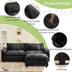 Canapé sectionnel Cloud 86 - Canapé en chenille en forme de L avec pouf et coussins, siège profond (beige blanc)