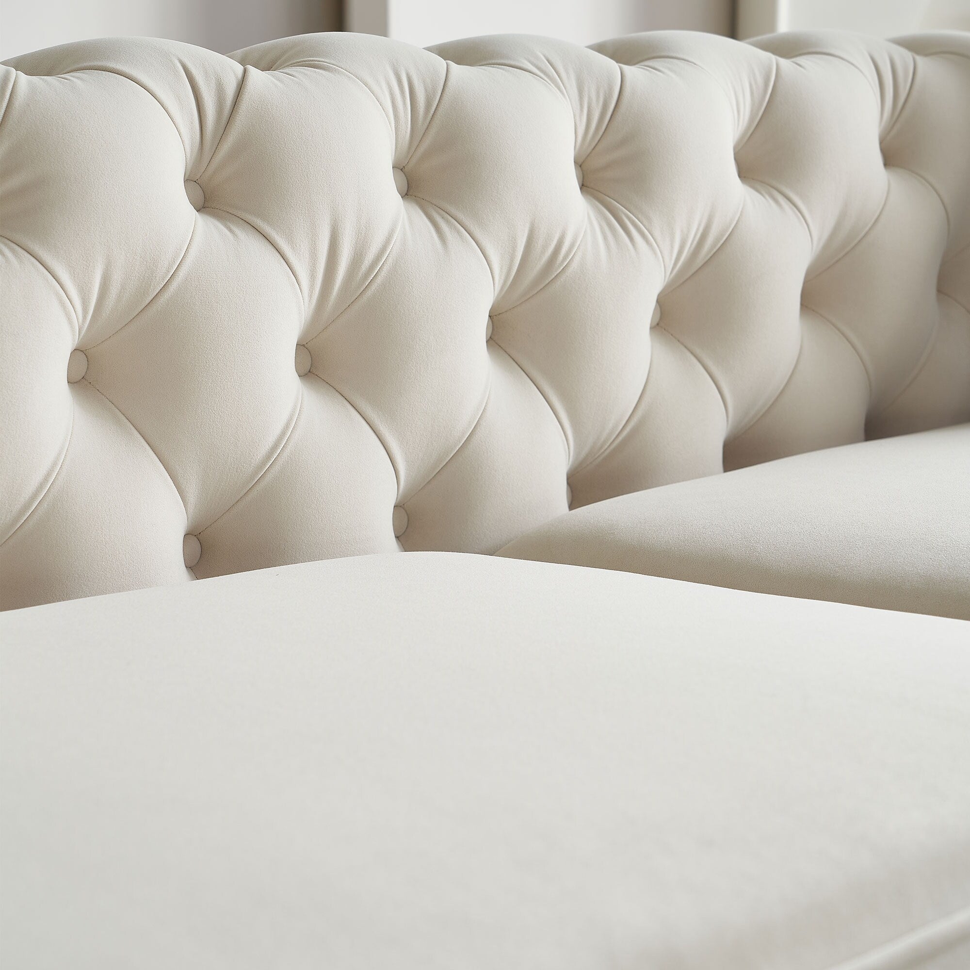 Canapé capitonné moderne de luxe de 86 po de largeur avec 2 coussins décoratifs pour salon et chambre à coucher