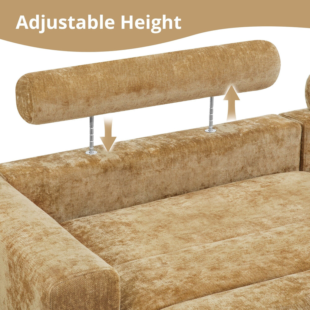 Canapé 3 places moderne de 87 pouces, rembourré, design chenille, pour le salon