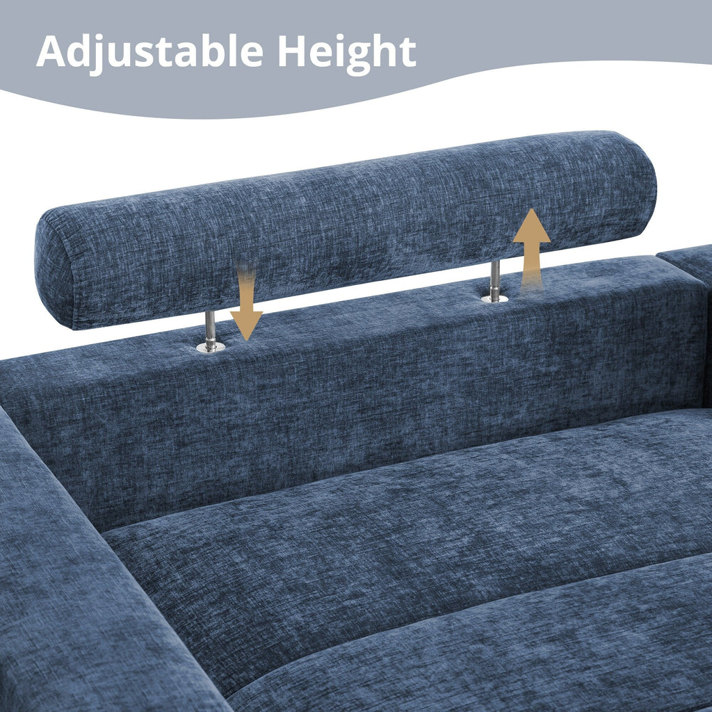 Canapé 3 places moderne de 87 pouces, rembourré, design chenille, pour le salon