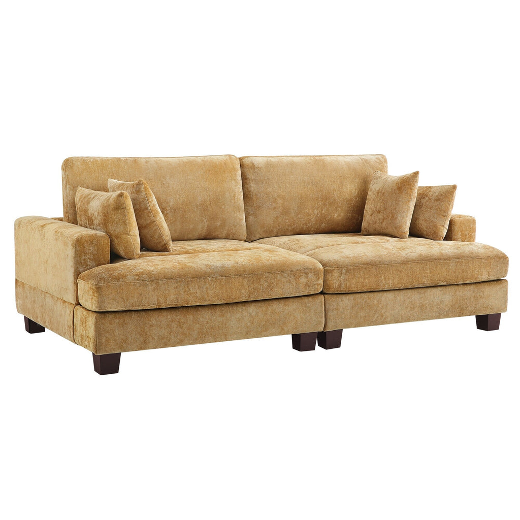 Canapé 3 places moderne de 87 pouces, rembourré, design chenille, pour le salon