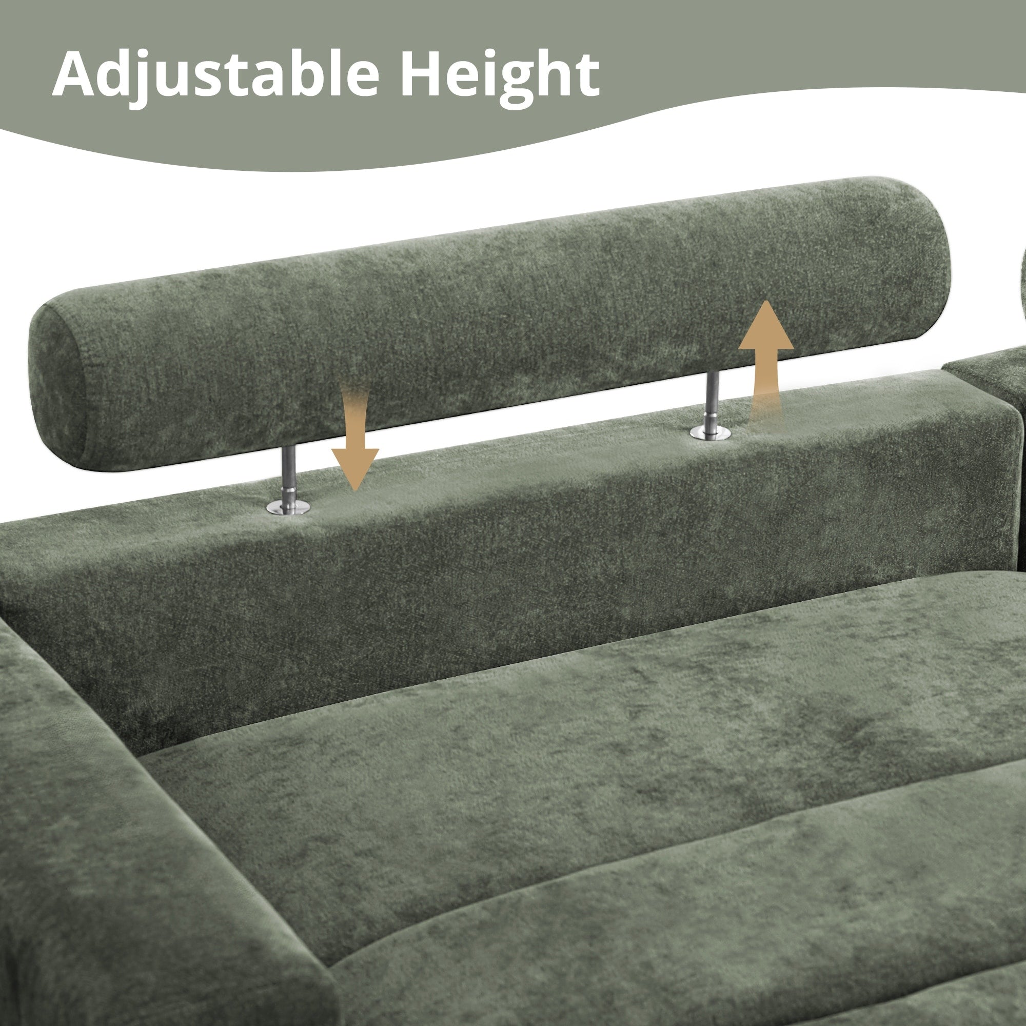 Canapé 3 places moderne de 87 pouces, rembourré, design chenille, pour le salon