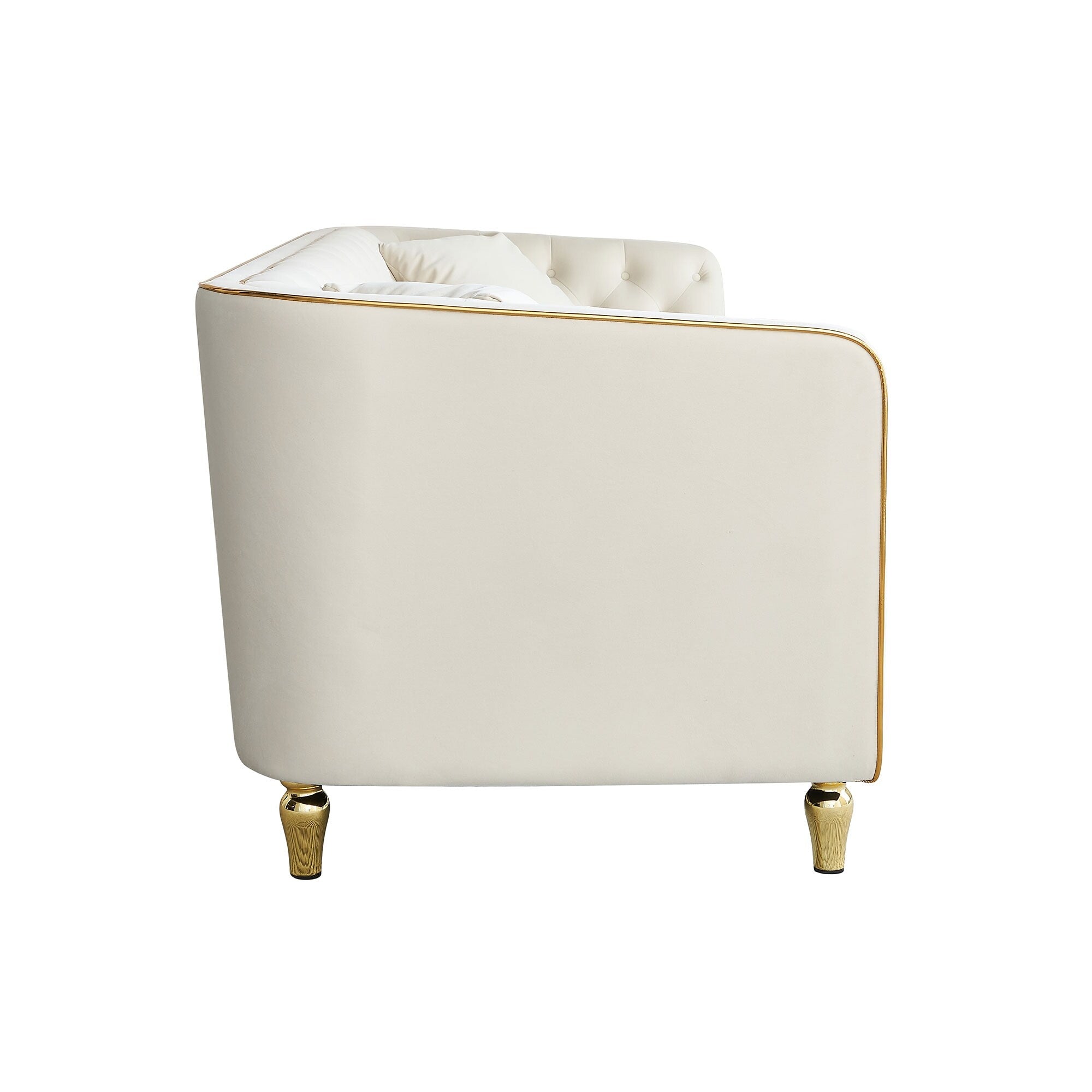 Canapé 3 places classique et moderne en velours côtelé 87.01 avec cadre en pin massif, 2 coussins inclus