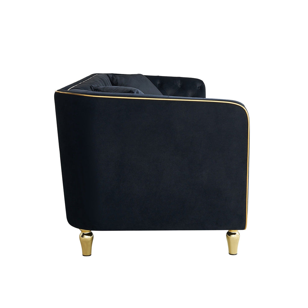 Canapé 3 places classique et moderne en velours côtelé 87.01 avec cadre en pin massif, 2 coussins inclus