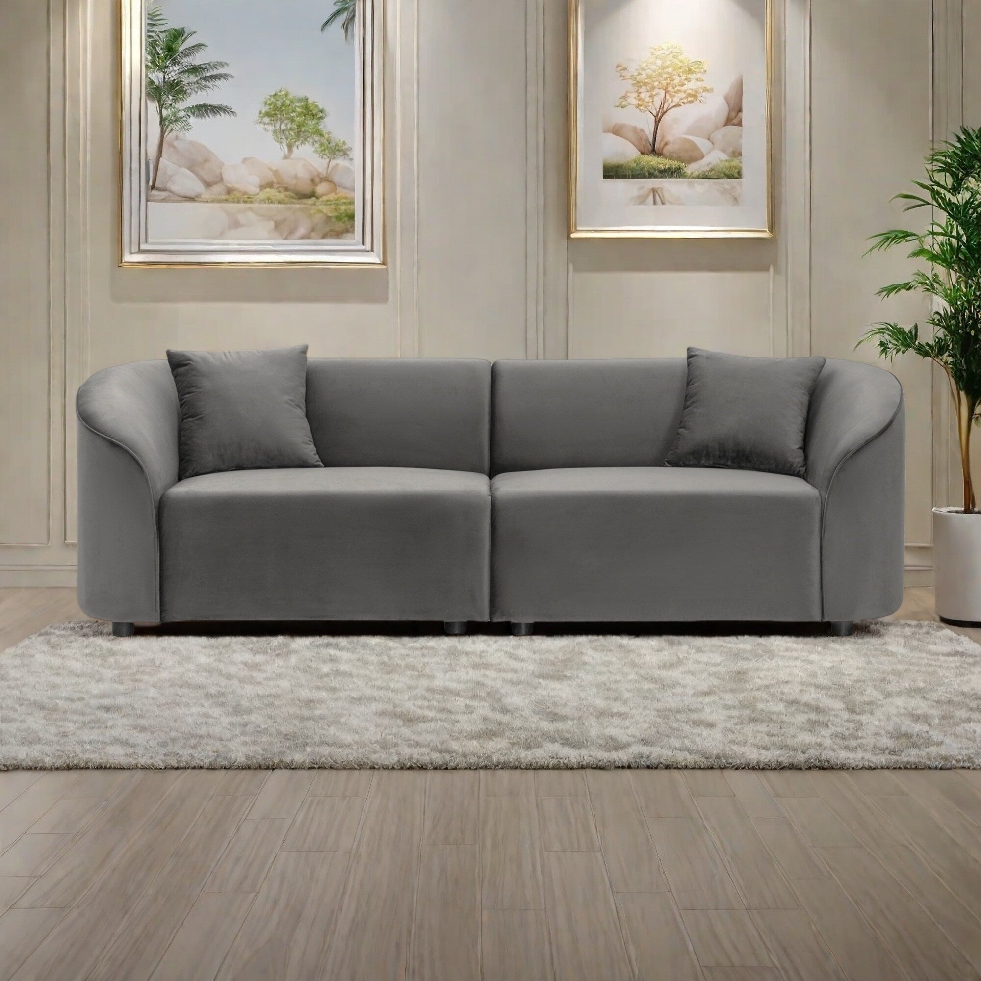 Canapé 3 places en velours 87,25 $ avec support ergonomique et cadre solide – Pièce de luxe