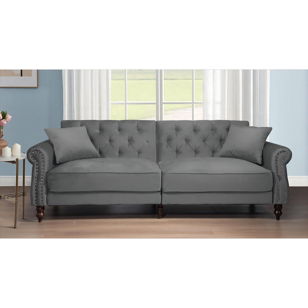 Canapé-lit convertible en velours de 87,8 po avec futon