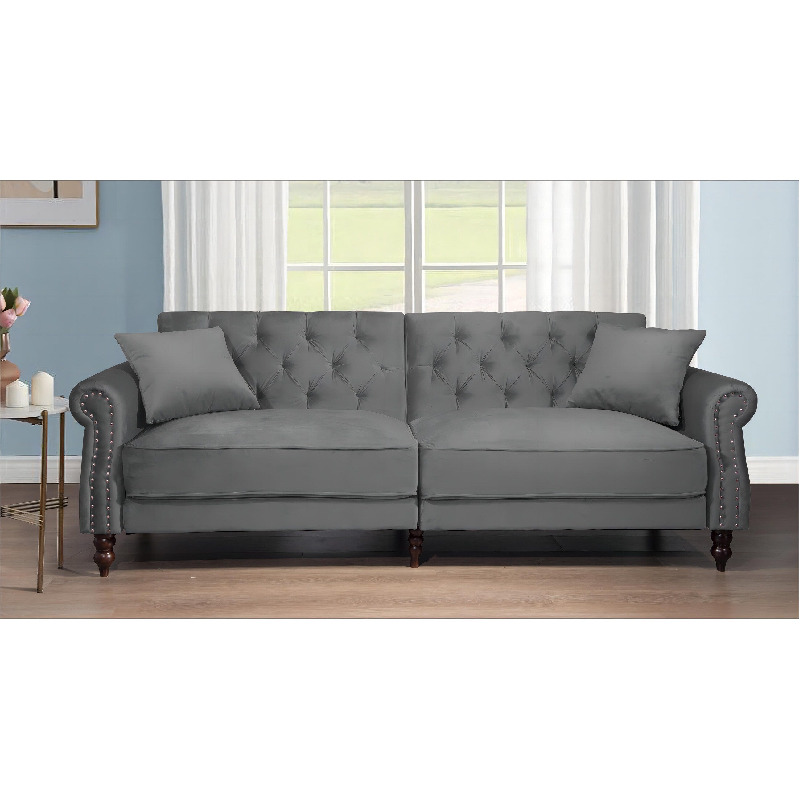 Canapé-lit convertible en velours de 87,8 po avec futon