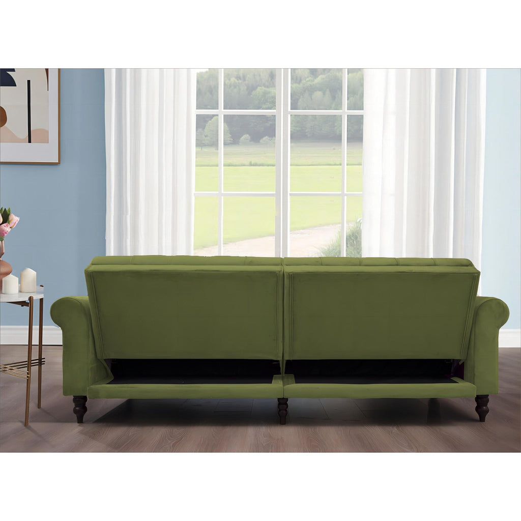 Canapé-lit convertible en velours de 87,8 po avec futon