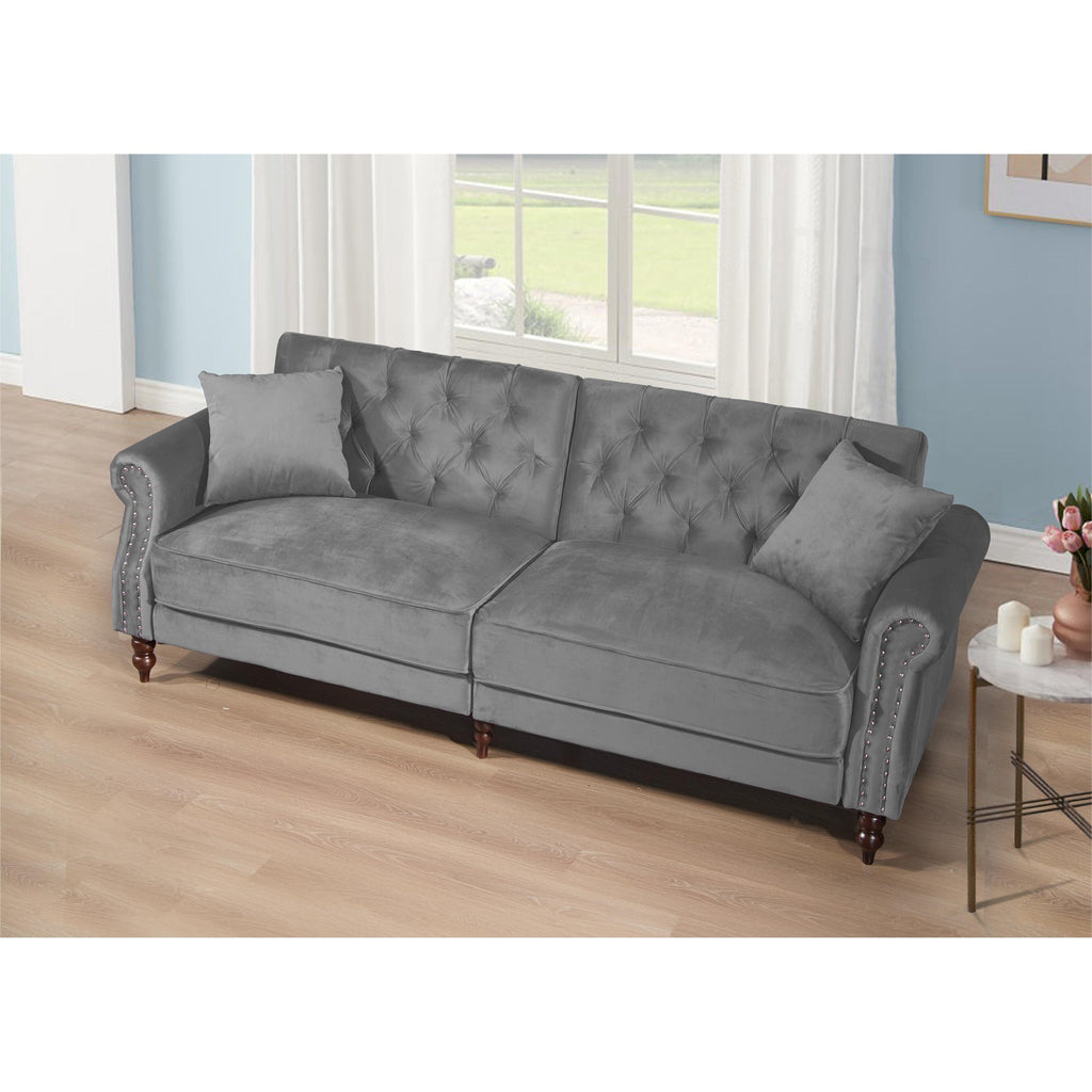 Canapé-lit convertible en velours de 87,8 po avec futon