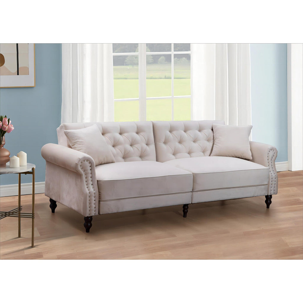 Canapé-lit convertible en velours de 87,8 po avec futon