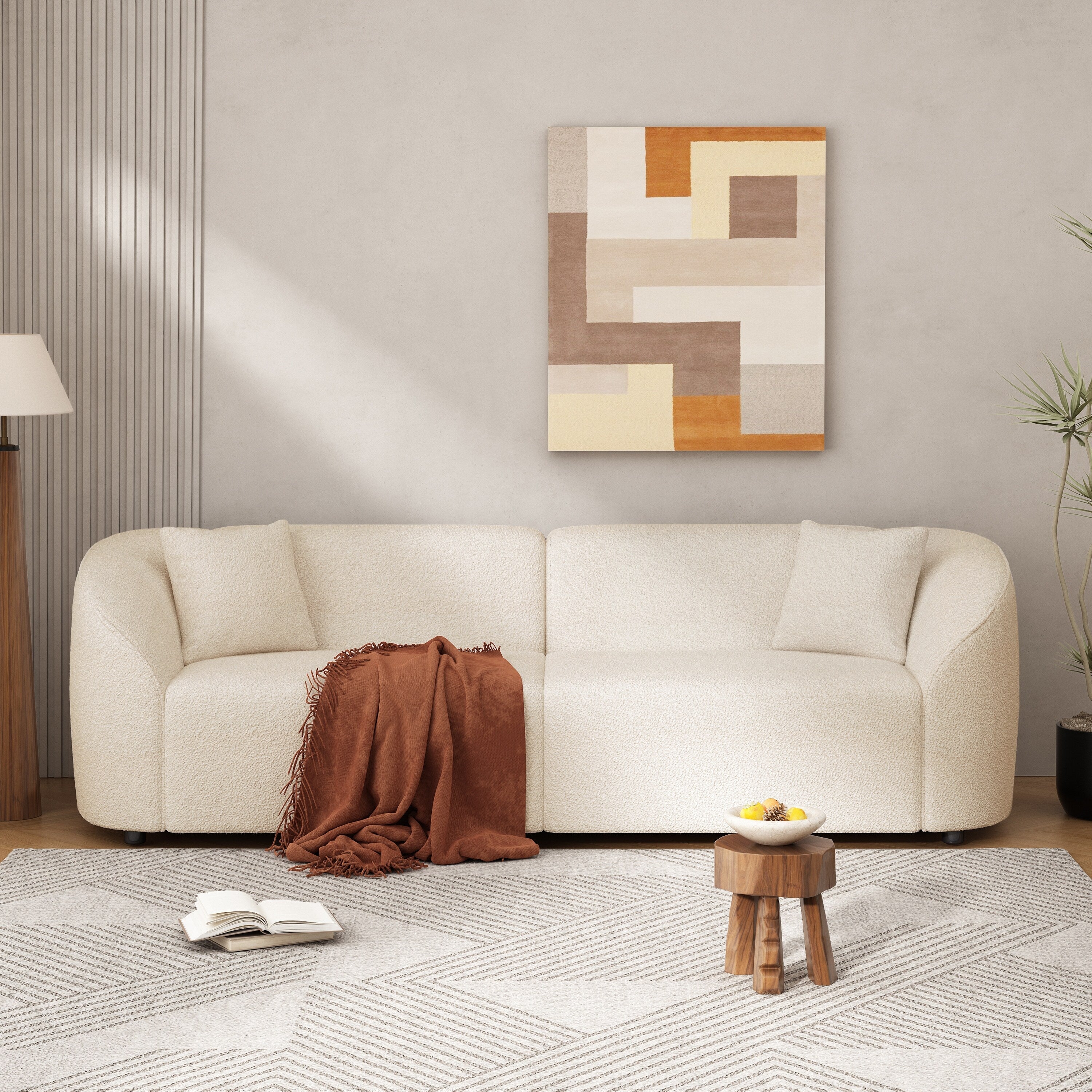 Canapé contemporain incurvé 87 : assise moelleuse, design épuré et structure durable – idéal pour les espaces de vie élégants