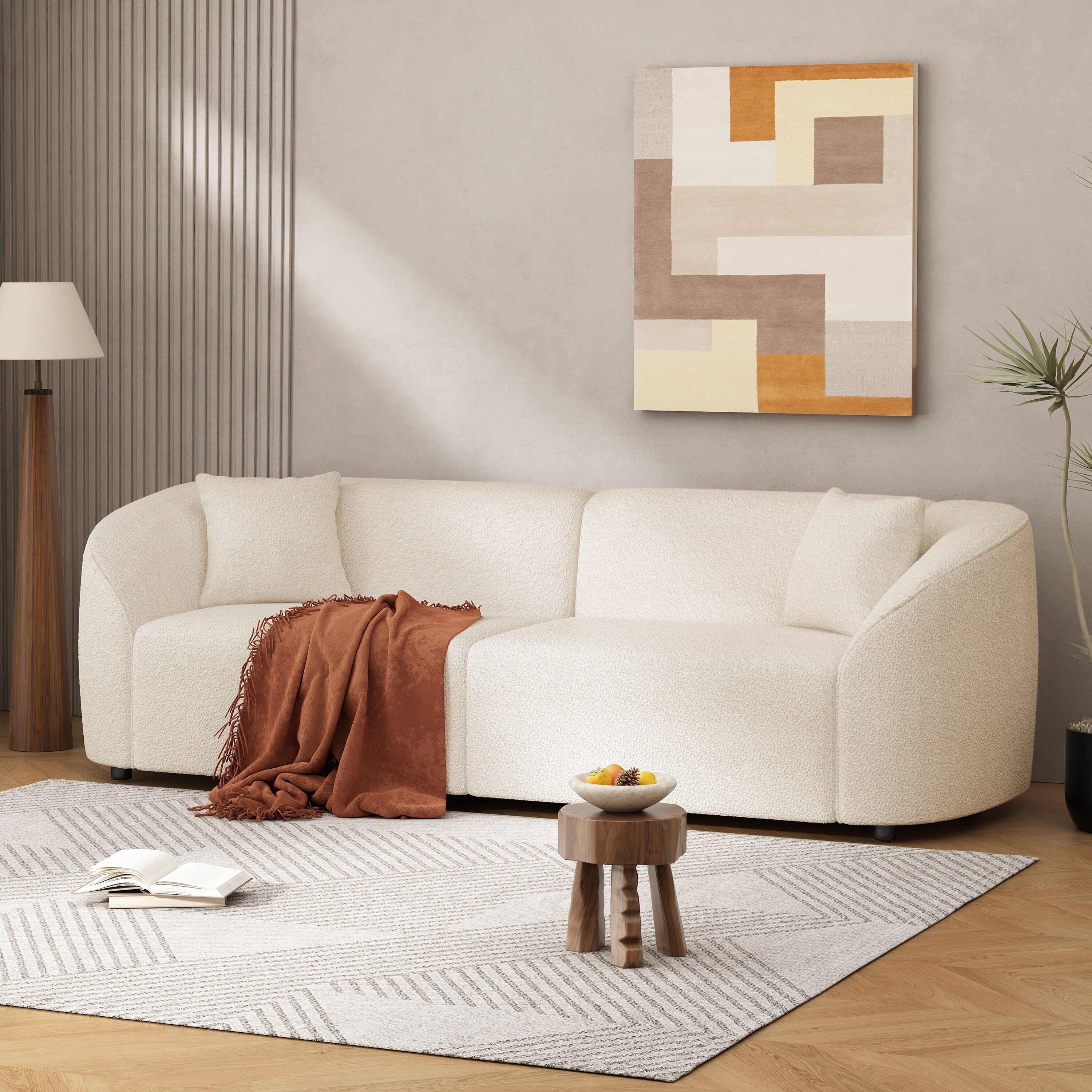 Canapé contemporain incurvé 87 : assise moelleuse, design épuré et structure durable – idéal pour les espaces de vie élégants