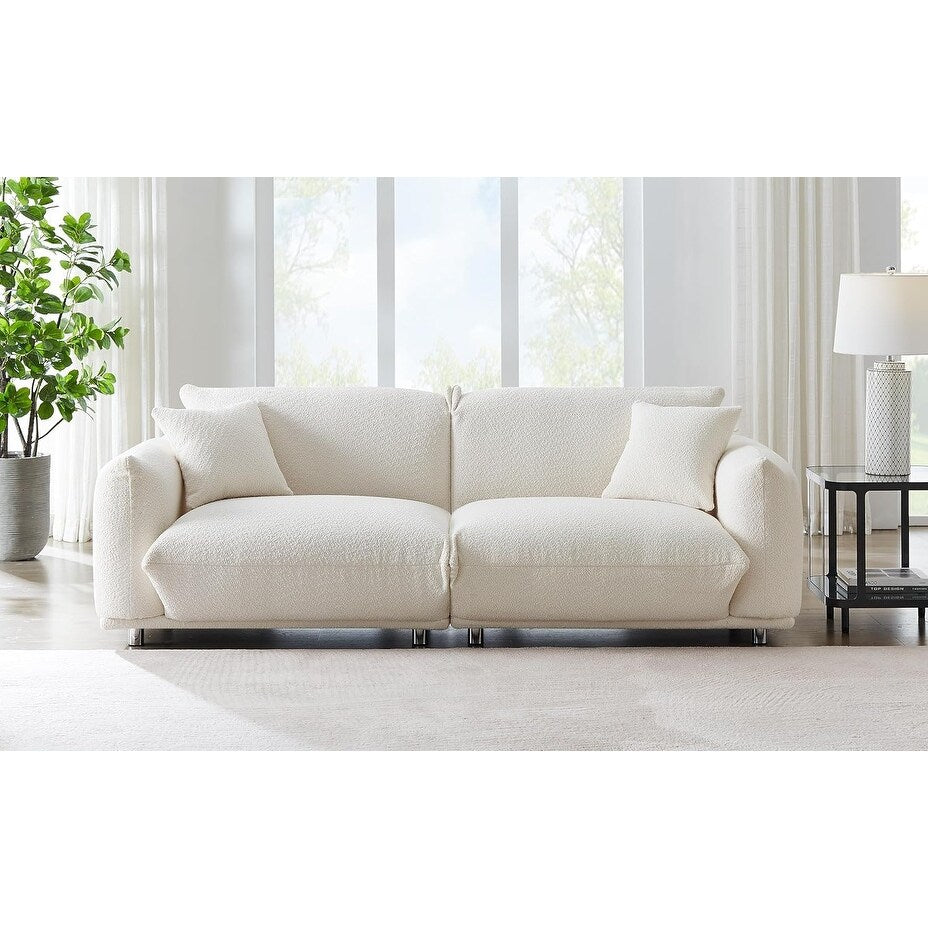 Canapé causeuse surdimensionné de 87 po avec cadre en métal, 2 coussins et revêtement durable