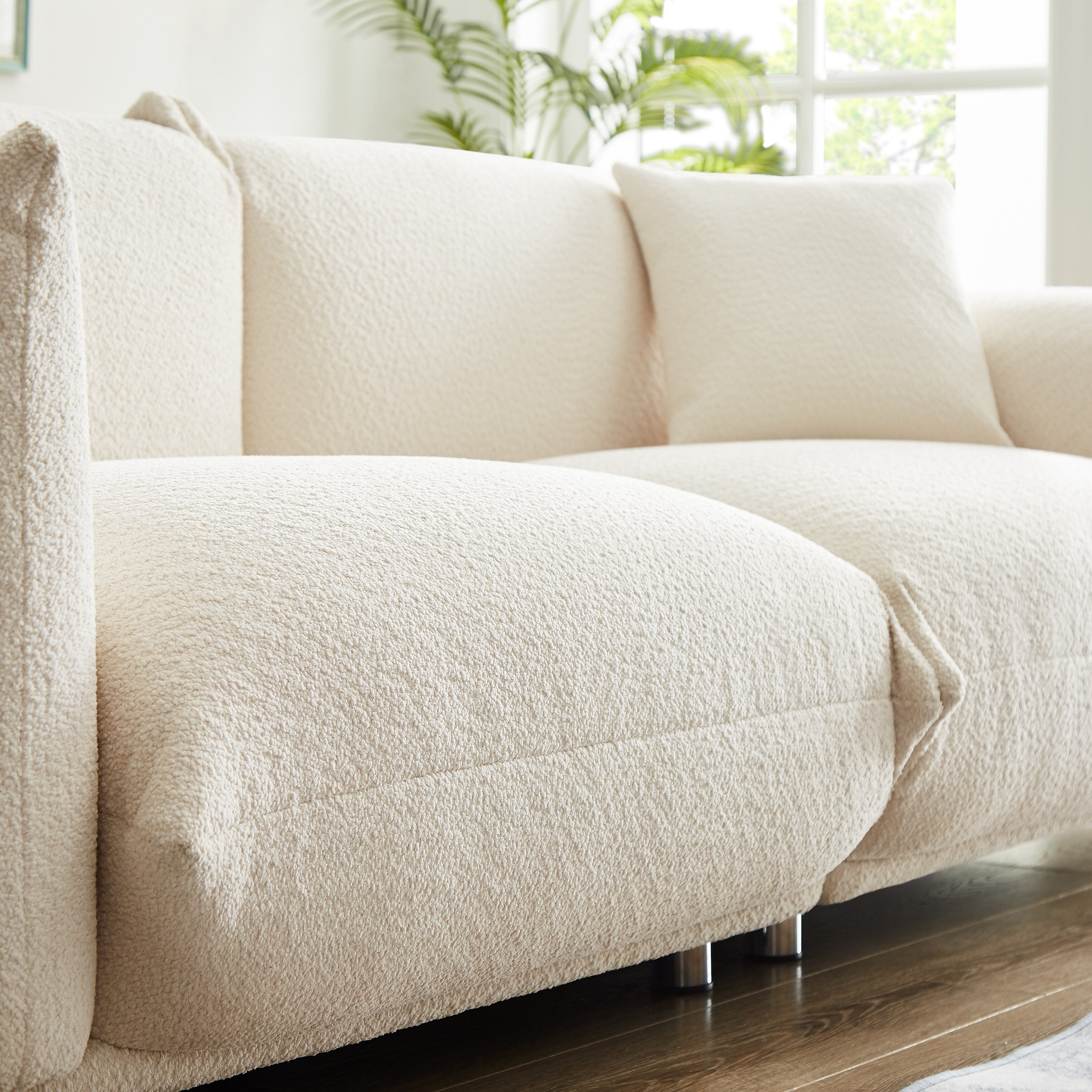 Canapé causeuse surdimensionné de 87 po avec cadre en métal, 2 coussins et revêtement durable