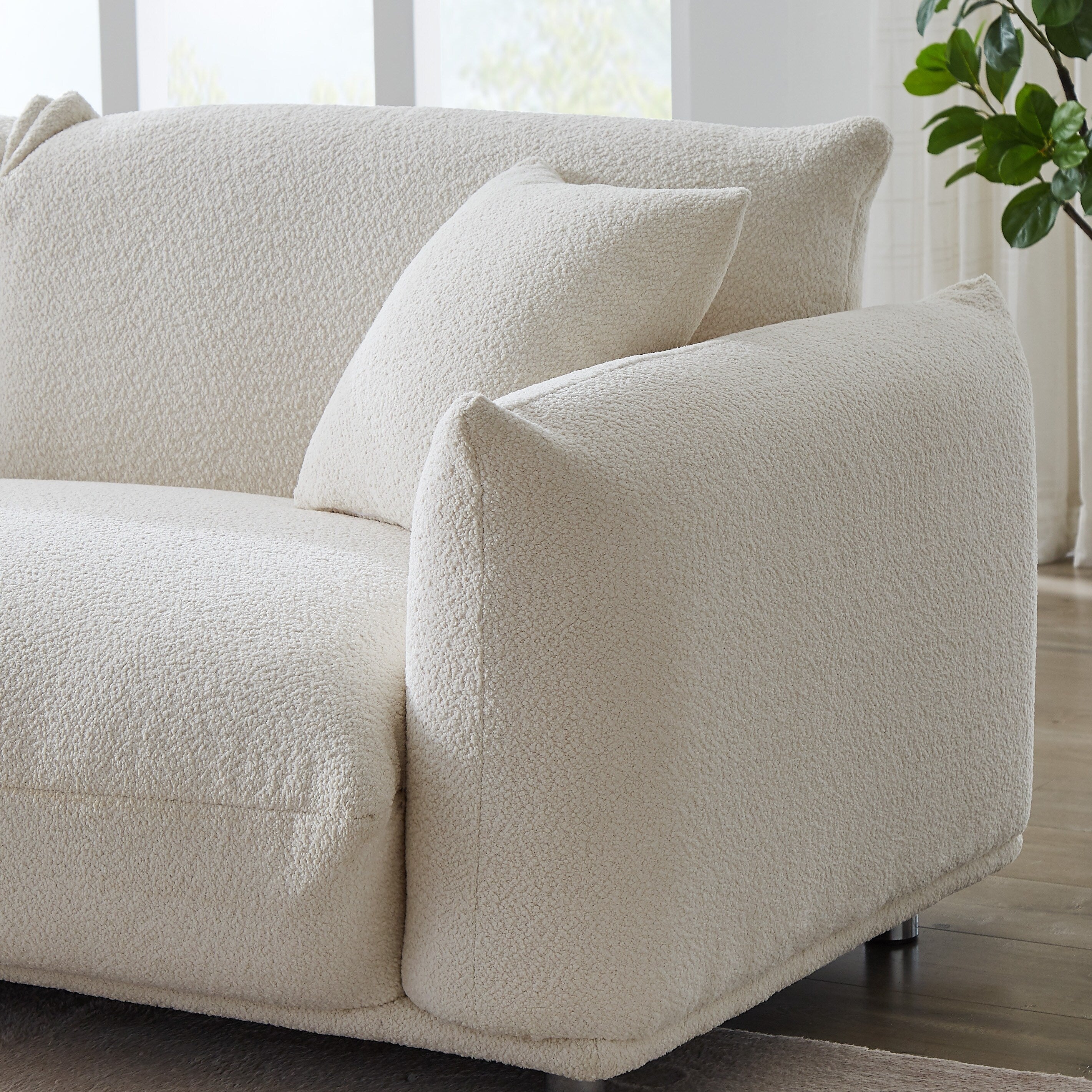 Canapé causeuse surdimensionné de 87 po avec cadre en métal, 2 coussins et revêtement durable