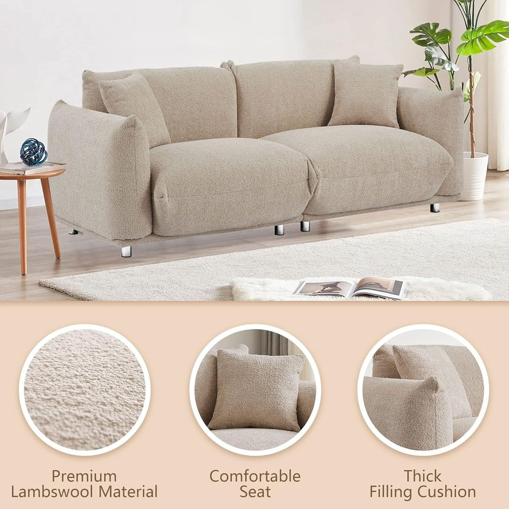 Canapé causeuse surdimensionné de 87 po avec cadre en métal, 2 coussins et revêtement durable