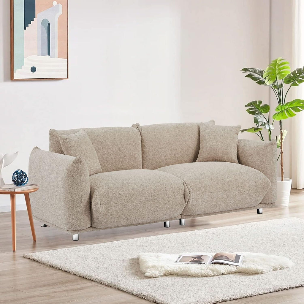 Canapé causeuse surdimensionné de 87 po avec cadre en métal, 2 coussins et revêtement durable