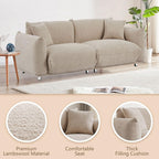 Canapé 3 places moderne en laine d'agneau de 87 pouces avec pieds en métal