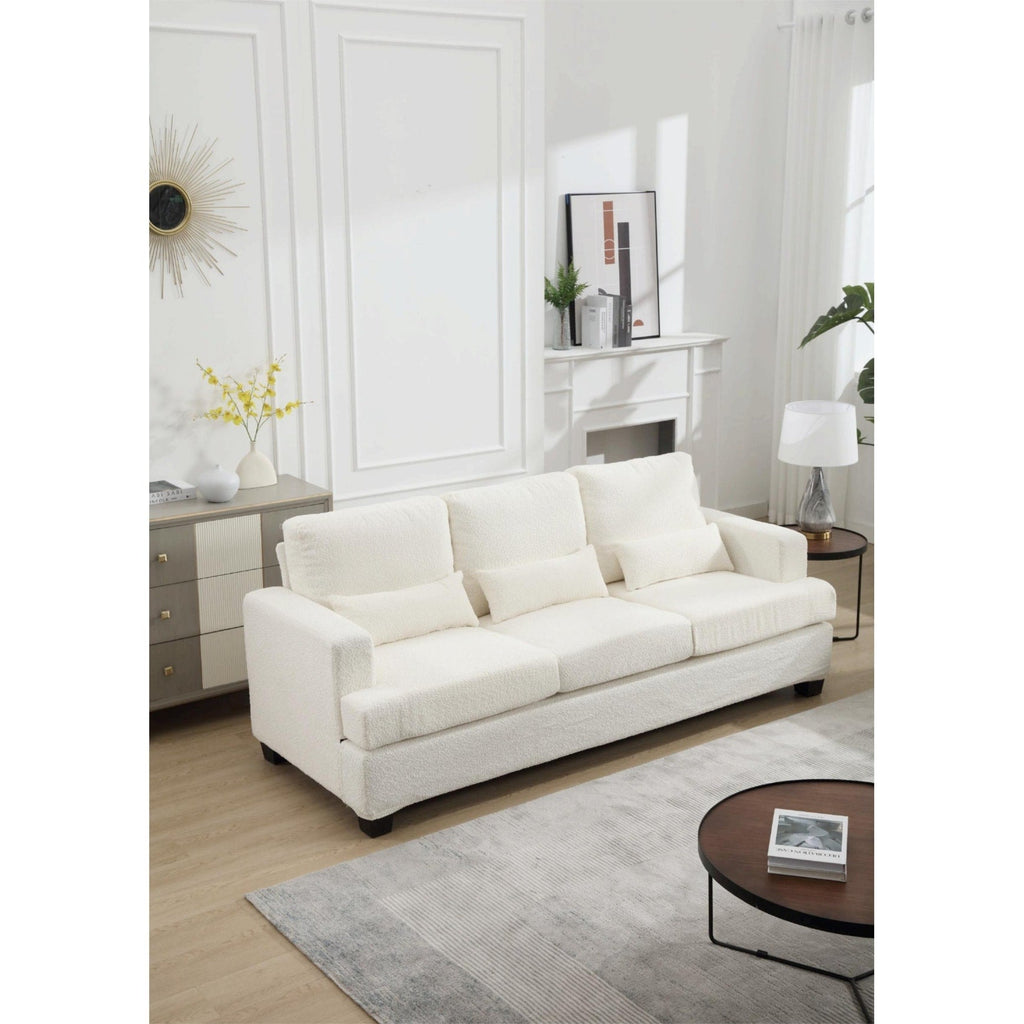 Canapé 3 places moderne en tissu de 88,4 po avec coussins de dossier amovibles et cadre en bois dur