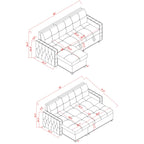Canapé-lit convertible 3 places en microfibre de 88 pouces avec méridienne de rangement et fonction lit gigogne