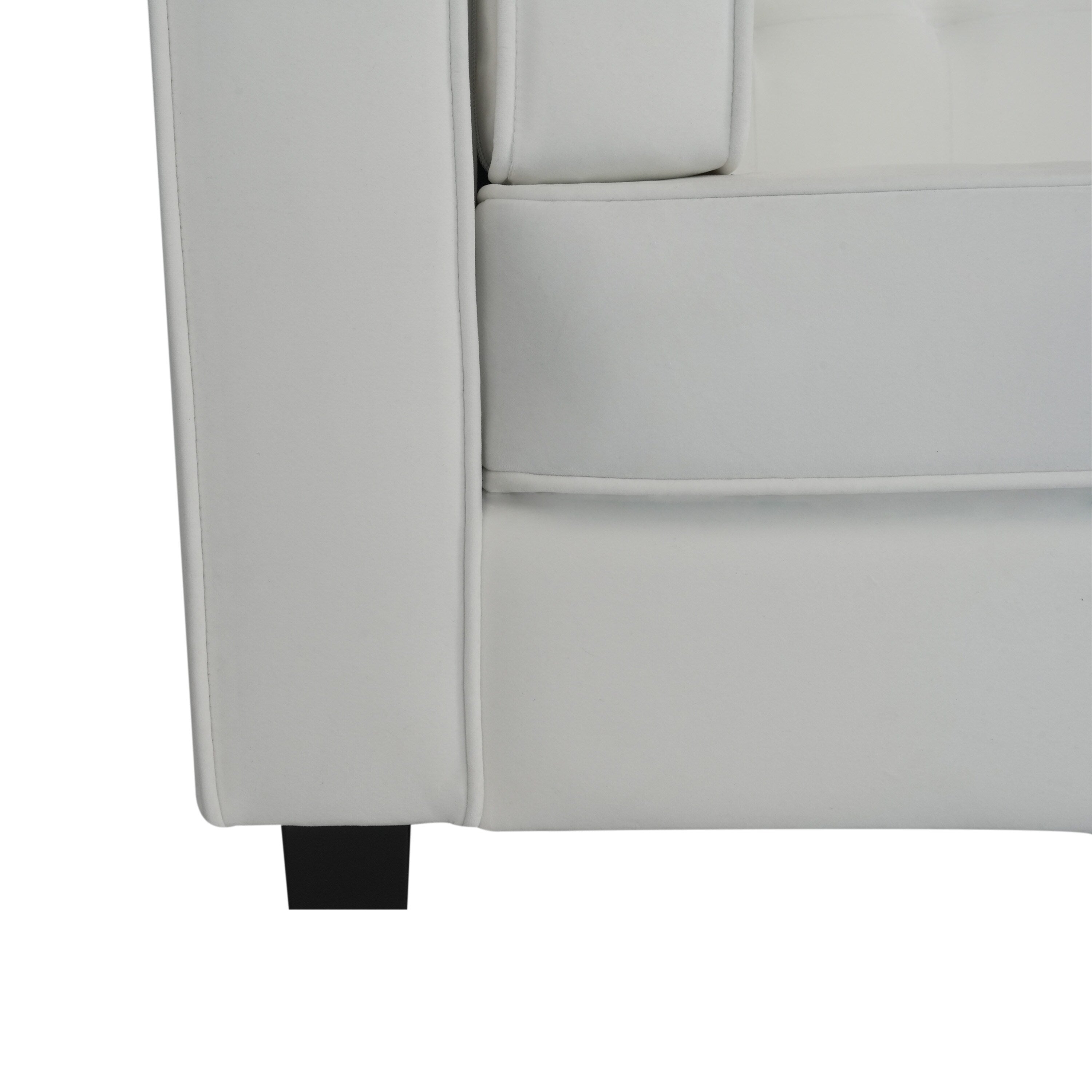 Canapé 3 places capitonné en velours 89,75 $ avec pieds en bois et cadre en bois dur séché au four pour le salon