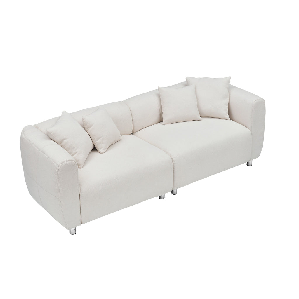 Canapé 3 places 89 - Canapé de salon moderne avec cadre en bois massif, pieds en métal et 4 coussins