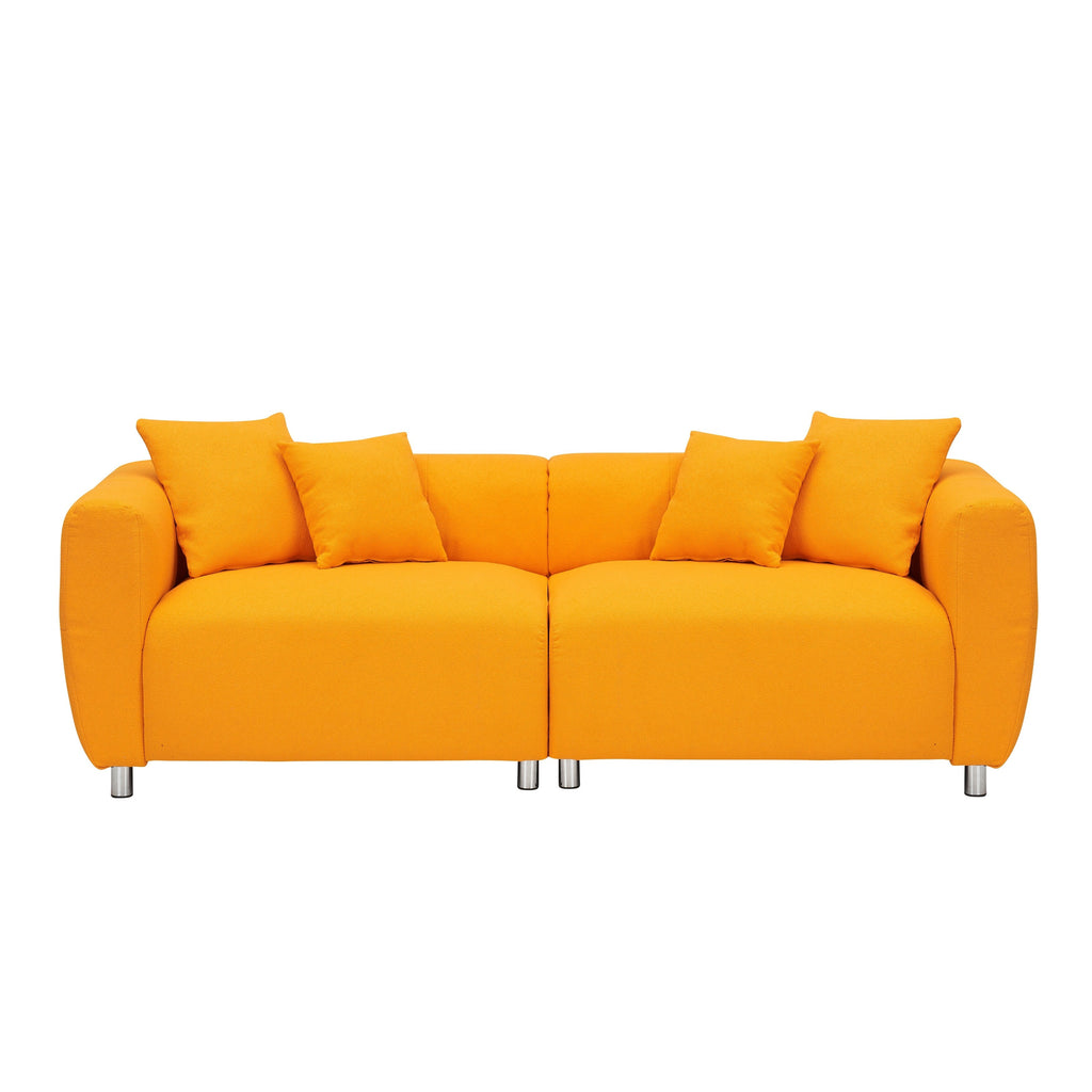 Canapé 3 places 89 - Canapé de salon moderne avec cadre en bois massif, pieds en métal et 4 coussins