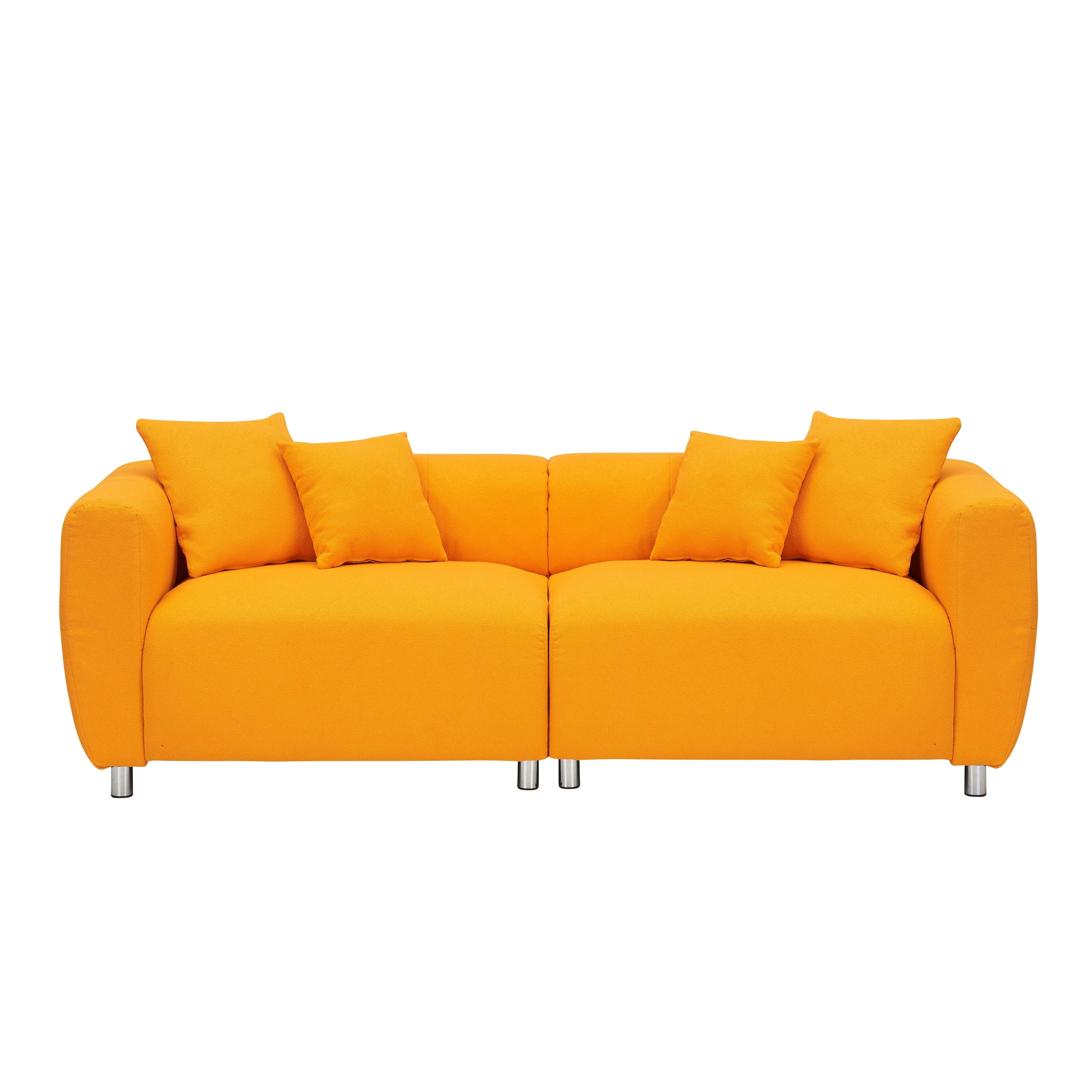 Canapé 3 places 89 - Canapé de salon moderne avec cadre en bois massif, pieds en métal et 4 coussins