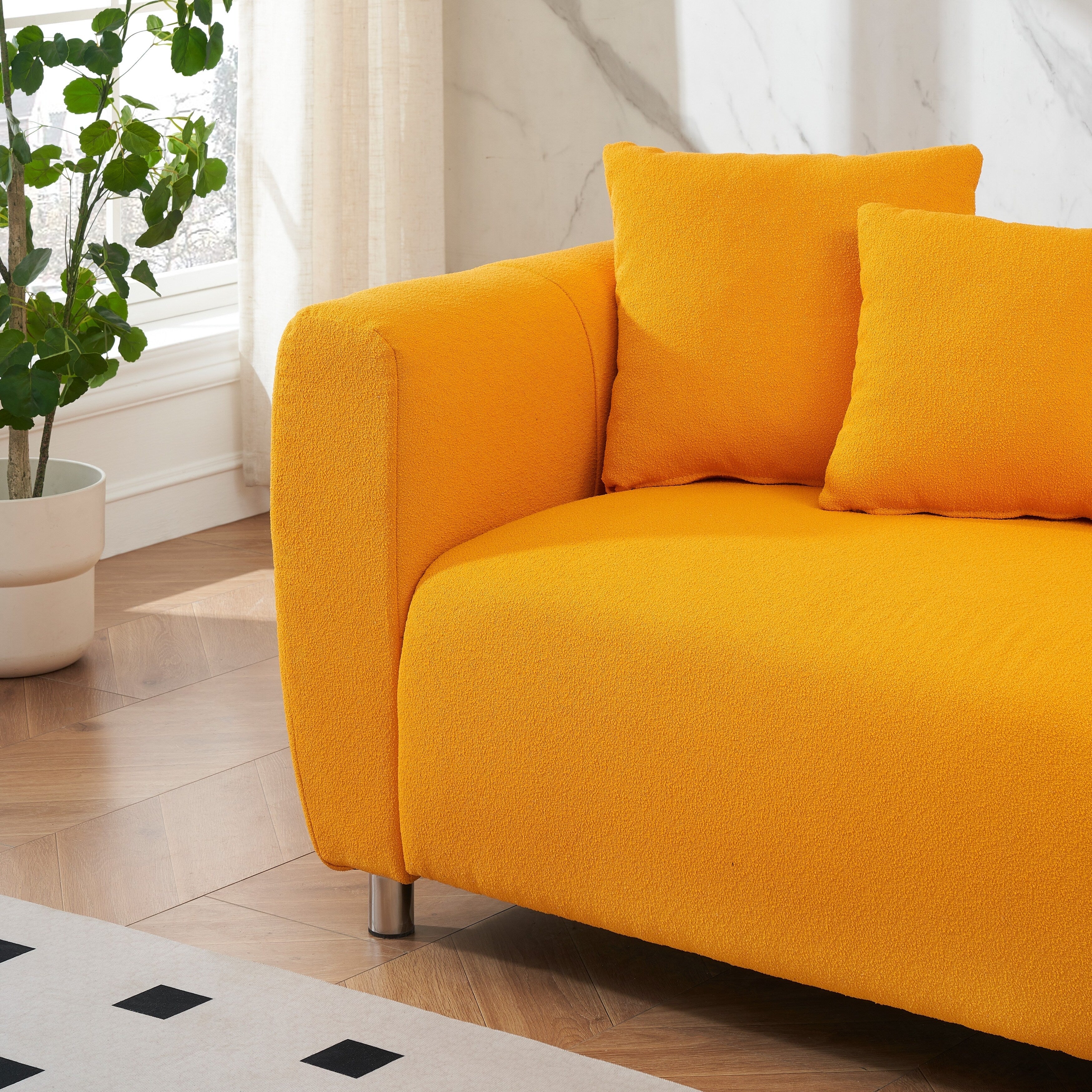 Canapé 3 places 89 - Canapé de salon moderne avec cadre en bois massif, pieds en métal et 4 coussins