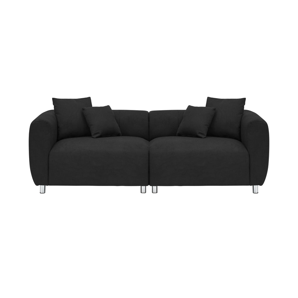 Canapé 3 places 89 - Canapé de salon moderne avec cadre en bois massif, pieds en métal et 4 coussins