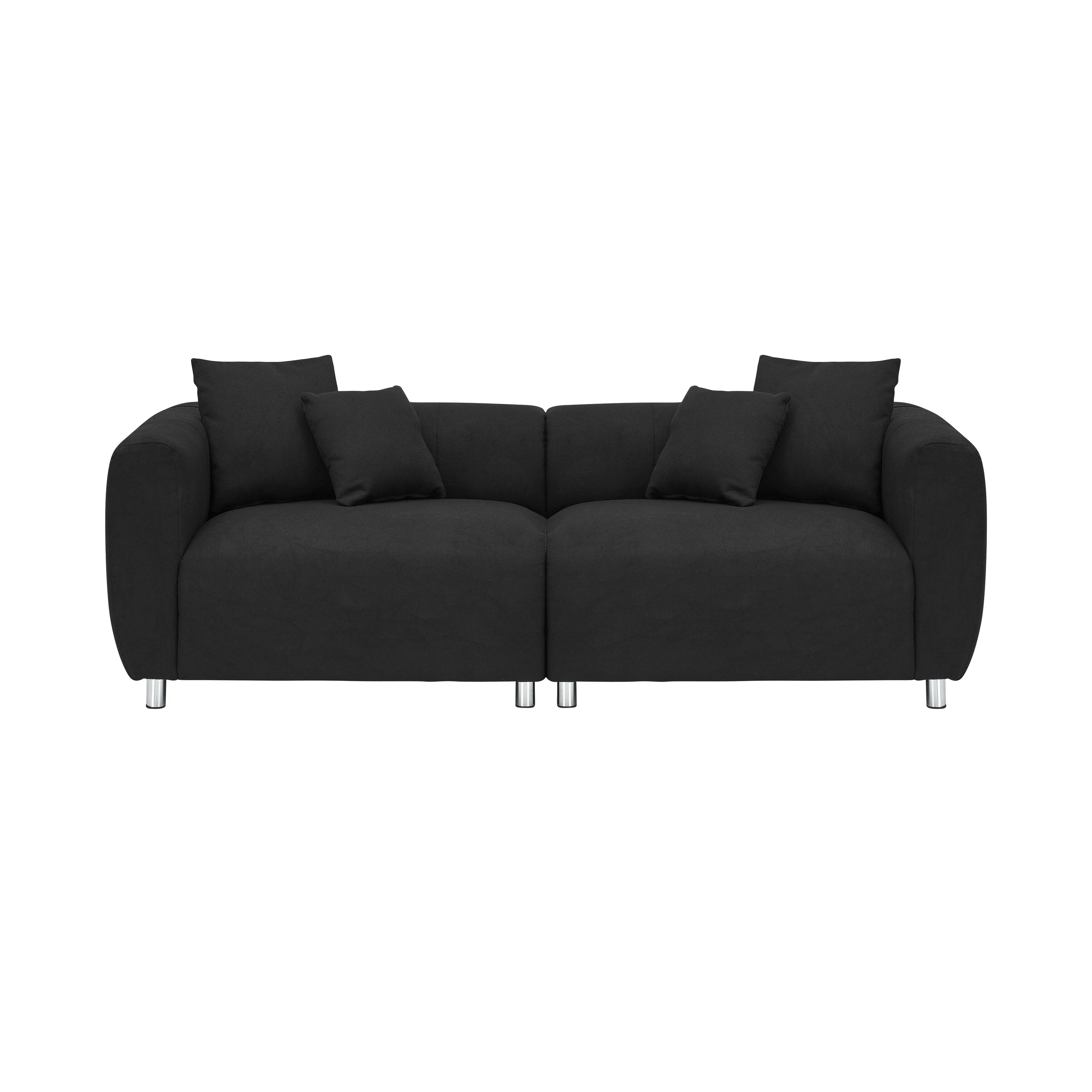 Canapé 3 places 89 - Canapé de salon moderne avec cadre en bois massif, pieds en métal et 4 coussins