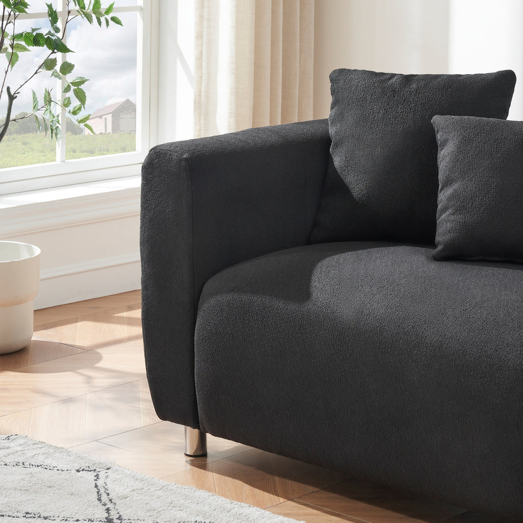 Canapé 3 places 89 - Canapé de salon moderne avec cadre en bois massif, pieds en métal et 4 coussins