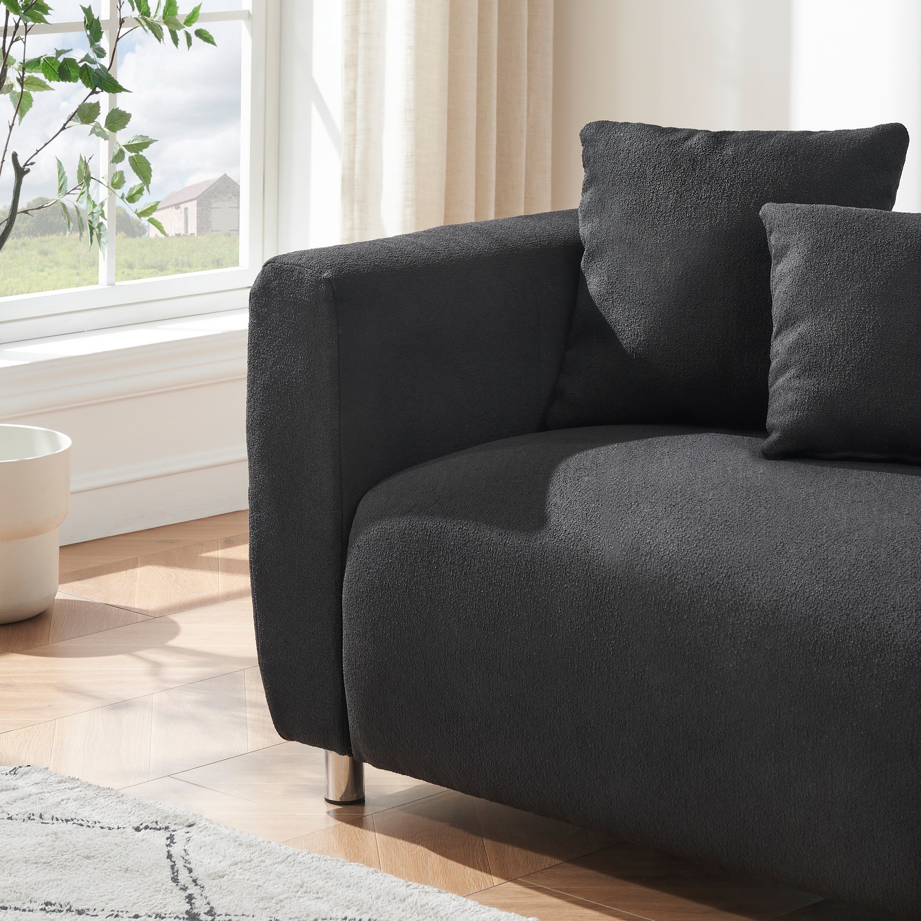 Canapé 3 places 89 - Canapé de salon moderne avec cadre en bois massif, pieds en métal et 4 coussins