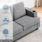 Canapé 3 places 89, canapé à assise profonde, canapés modernes et confortables pour le salon avec porte-gobelets