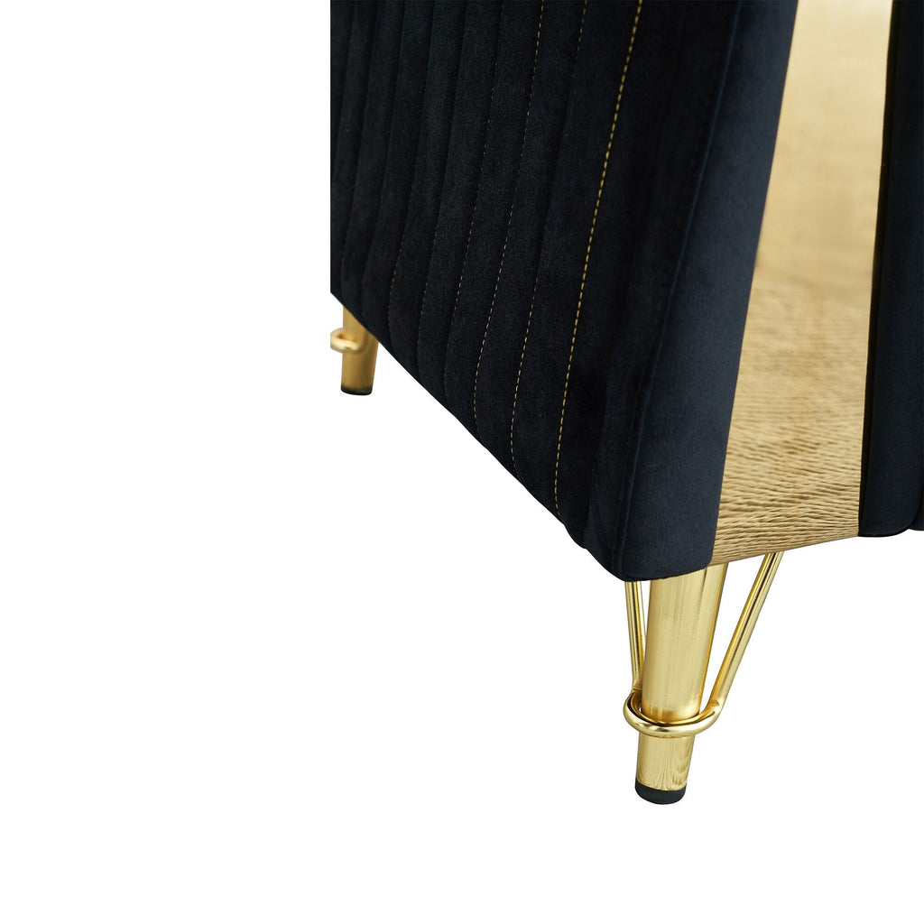 Canapé 3 places en velours 89 avec deux coussins d'assise et deux coussins décoratifs