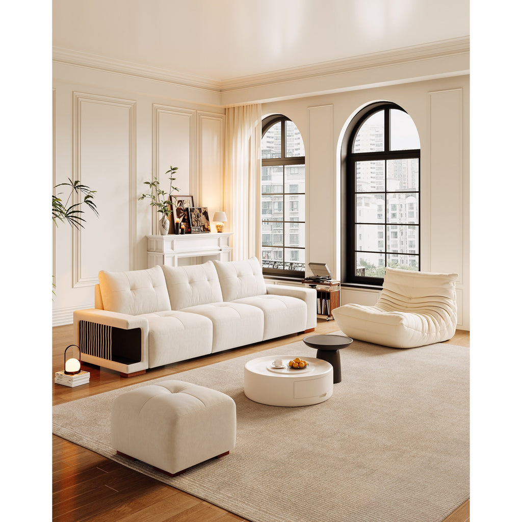 Canapé 3 places rembourré en velours avec nid pour chat, tissu imperméable et résistant aux griffures de chat