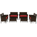 Ensemble de meubles d'extérieur en rotin 8 pièces avec table d'appoint