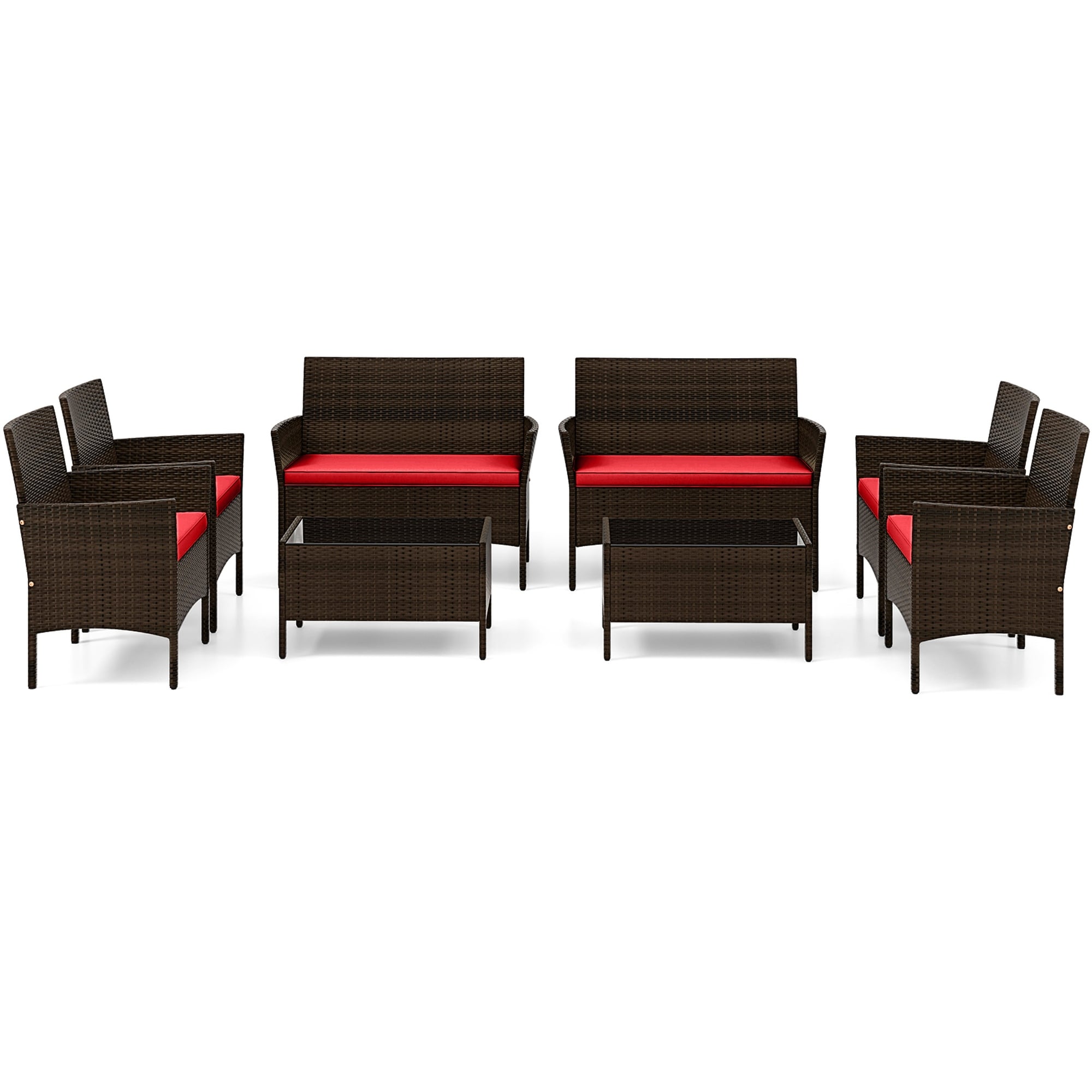 Ensemble de meubles d'extérieur en rotin 8 pièces avec table d'appoint