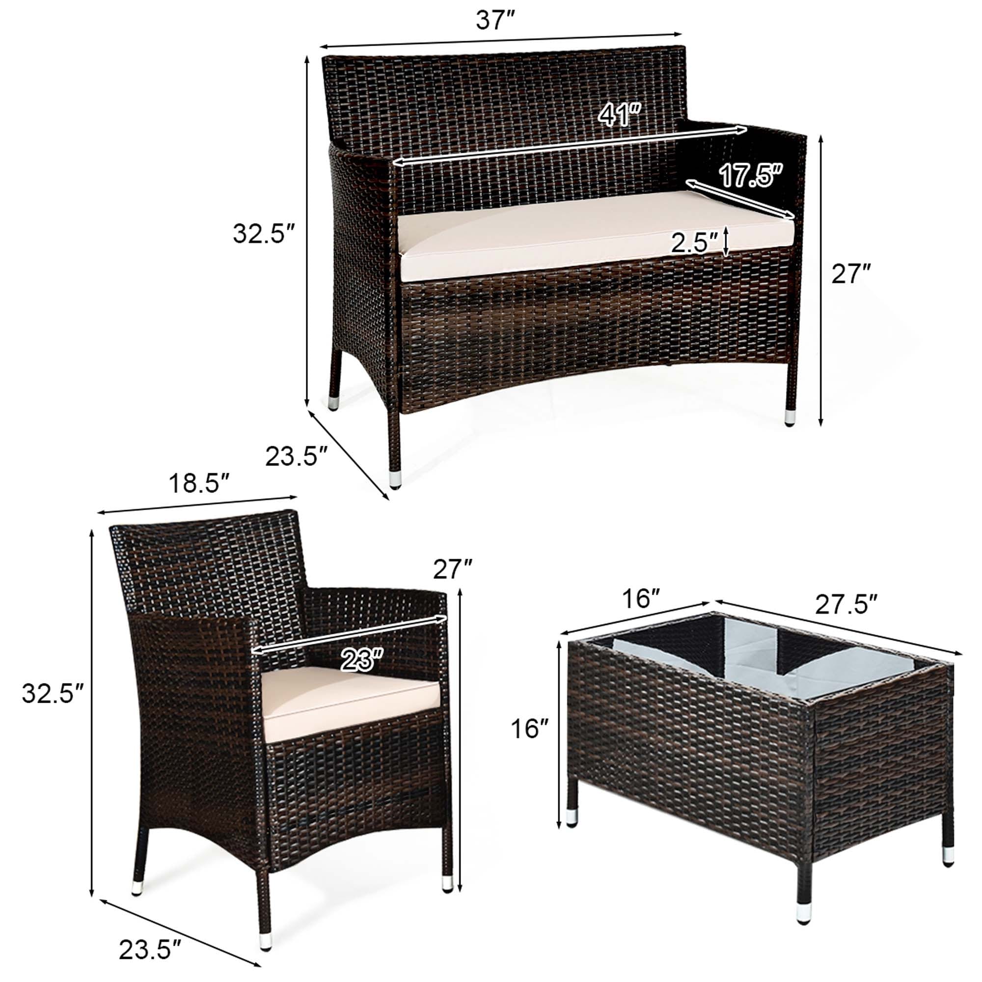 Ensemble de meubles d'extérieur en rotin 8 pièces avec table d'appoint