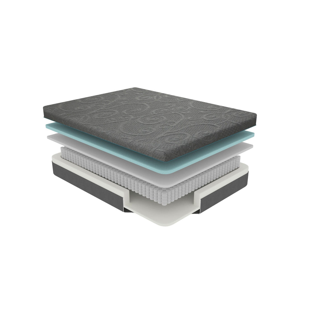 Matelas hybride en mousse à mémoire de forme infusée de gel pour 8 lits, livré dans une boîte