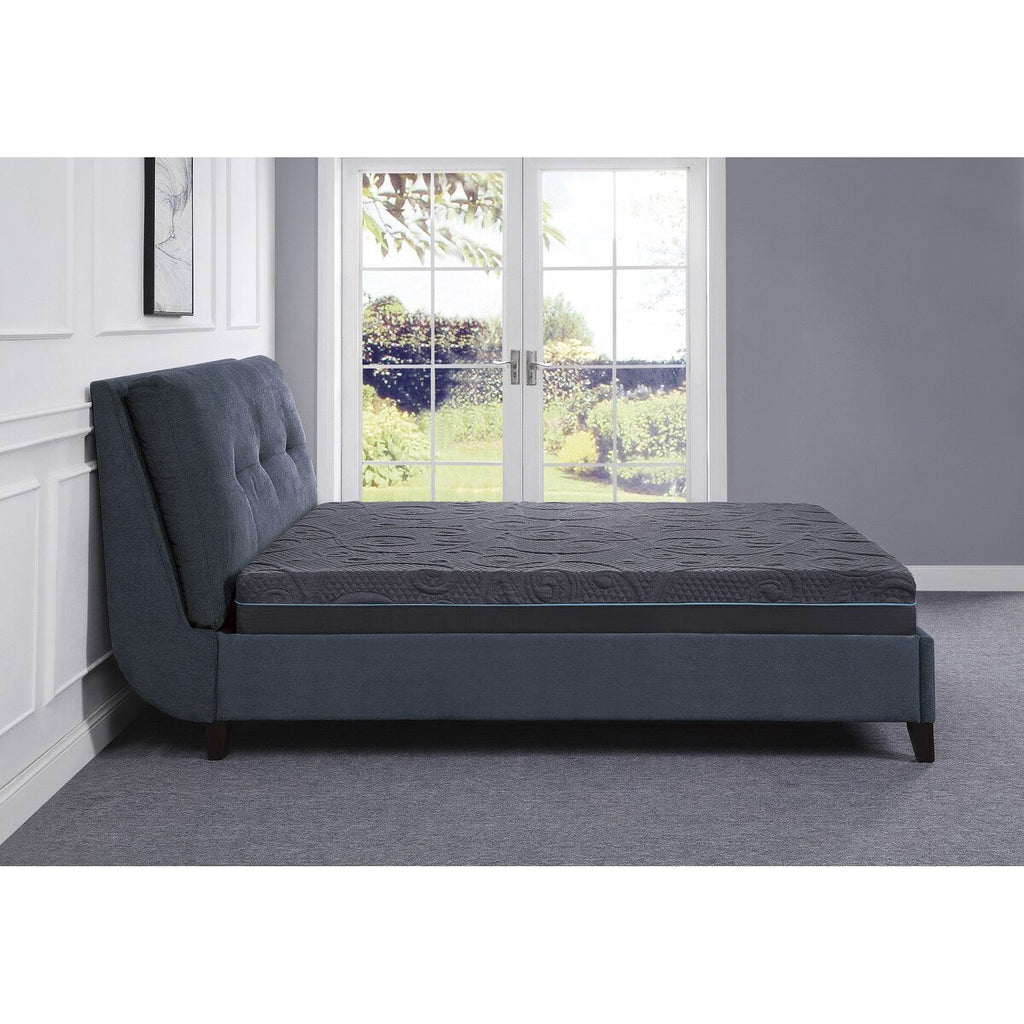 Matelas hybride en mousse à mémoire de forme infusée de gel, taille 1 place, gris foncé, matelas dans une boîte, confort ferme