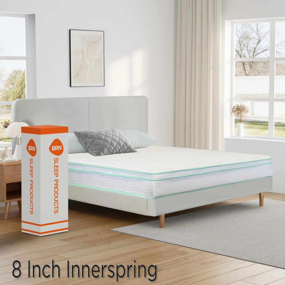 Matelas hybride en mousse à mémoire de forme Medium Cool Gel de 8 pouces par BRN