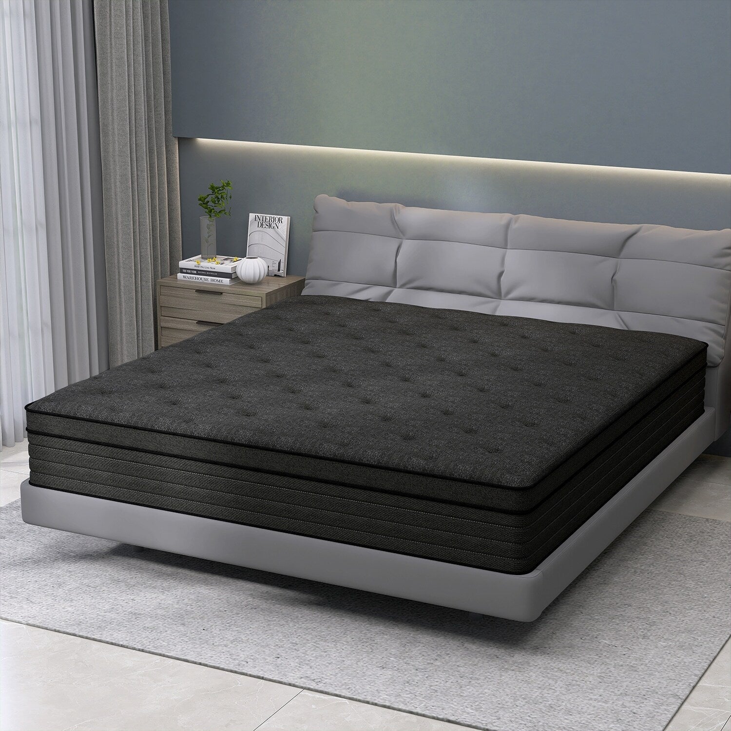 Matelas hybride en mousse à mémoire de forme moyenne avec ressorts ensachés