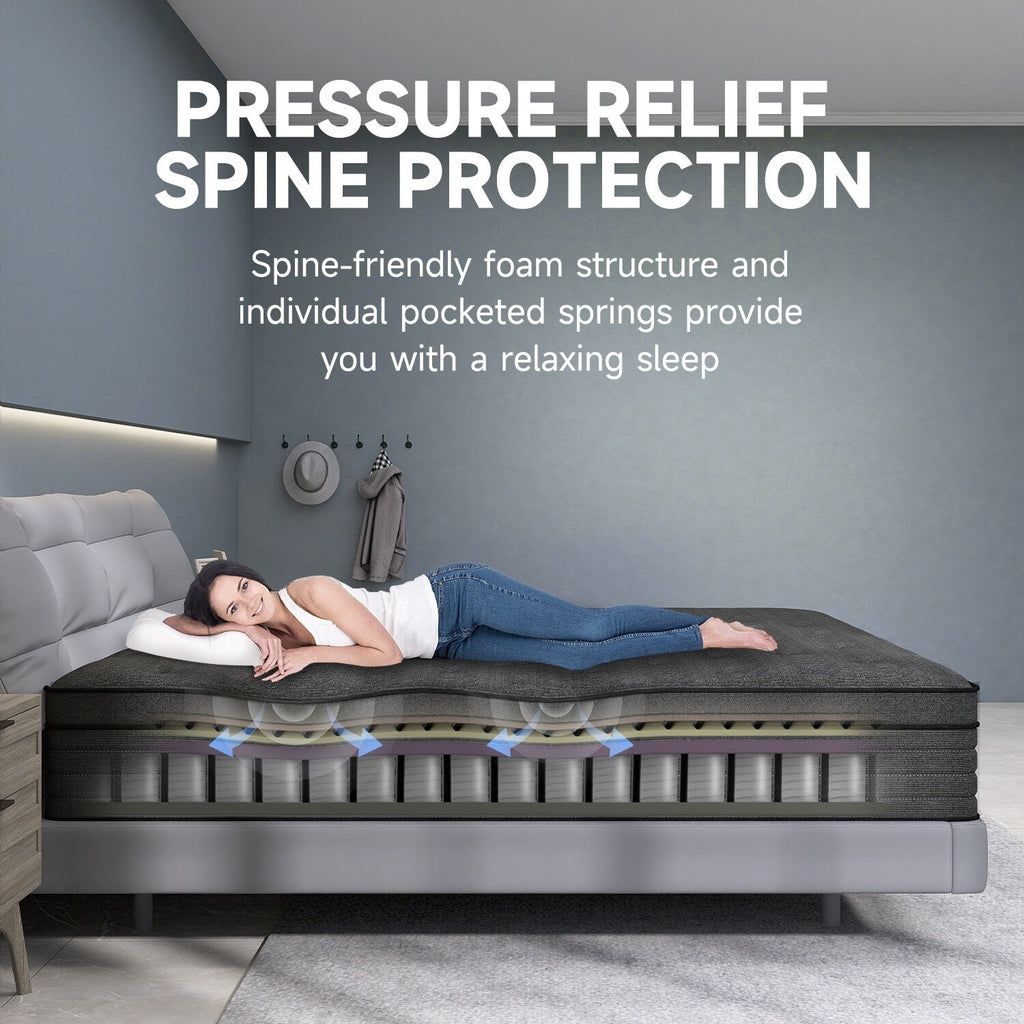 Matelas hybride en mousse à mémoire de forme moyenne avec ressorts ensachés