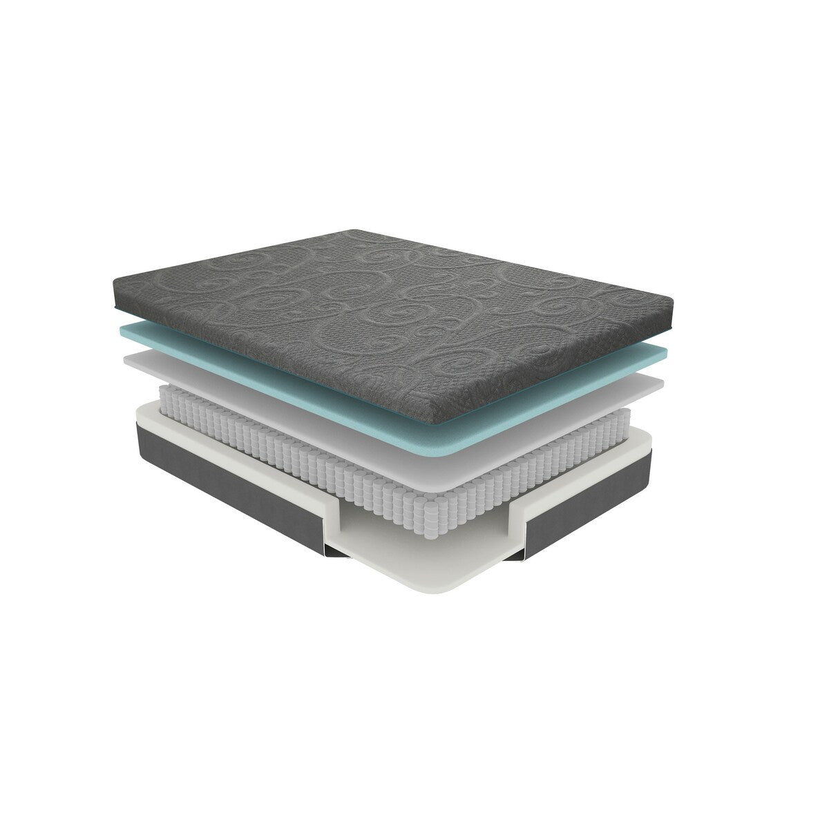Matelas hybride en mousse à mémoire de forme infusée de gel, taille double, gris foncé, matelas dans une boîte, confort ferme