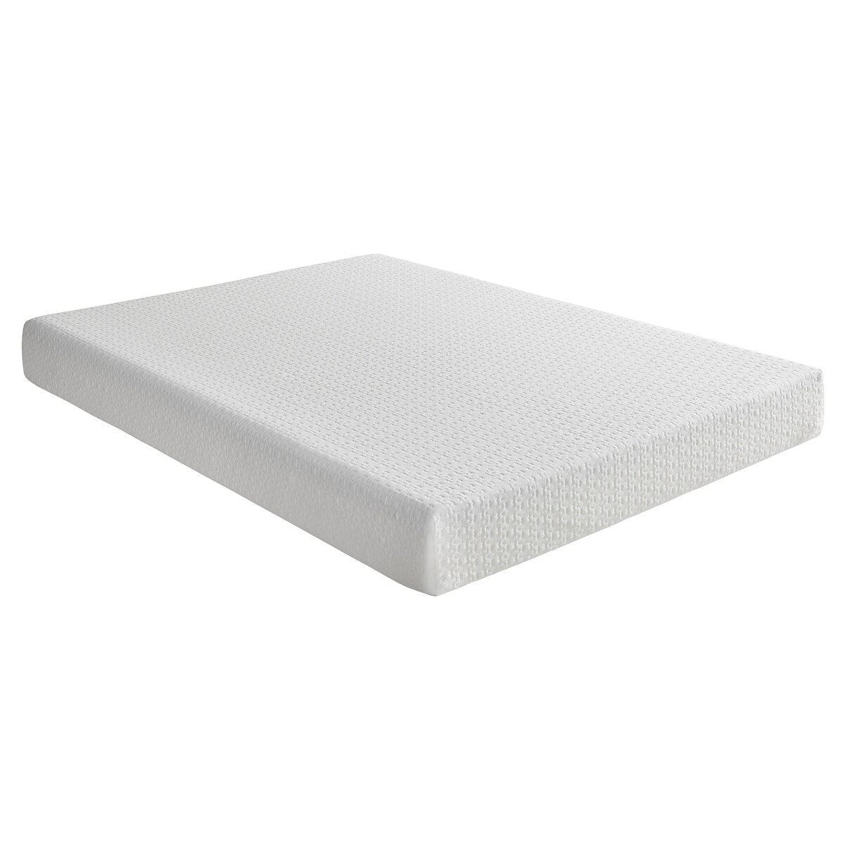 Matelas Queen Size en mousse à mémoire de forme infusée de gel, ferme, blanc, livré dans une boîte