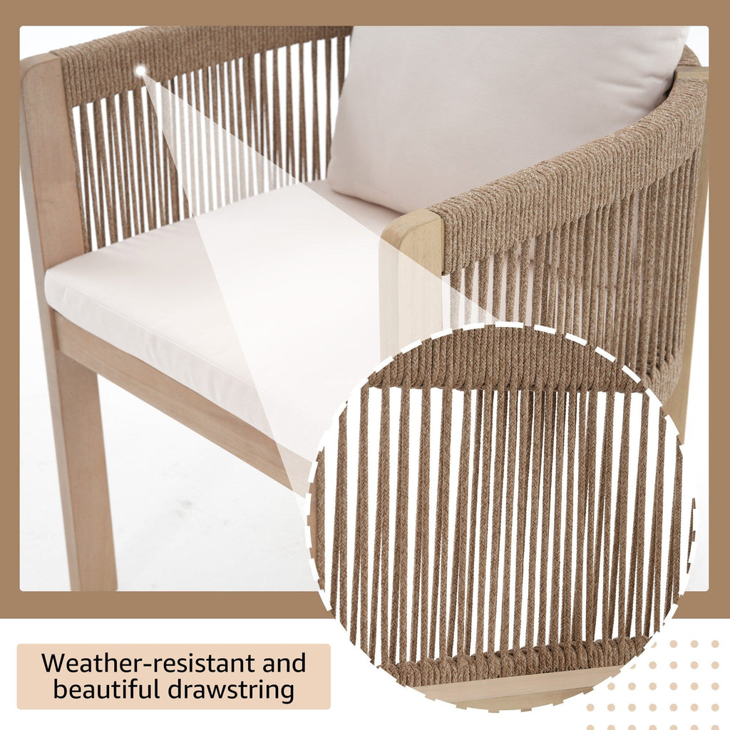 Ensemble de salle à manger d'extérieur en bois 9 pièces avec coussins